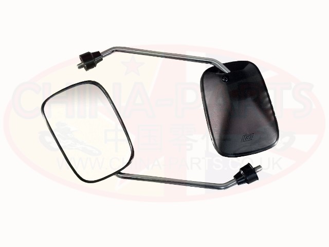 Mirrors 8mm Black Oblong - Pair