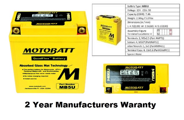 MotoBatt MB5U AGM Battery