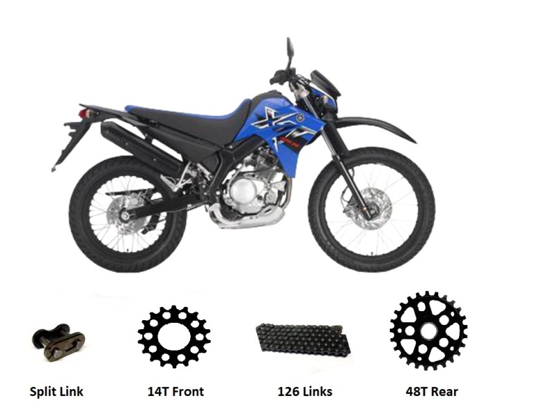 YAMAHA XT125 X Heavy Duty Chain and Sprocket Kit 2005 - 2009 BLACK YAMAHA XT125 X Heavy Duty Chain and Sprocket Kit 2005 - 2009 BLACK